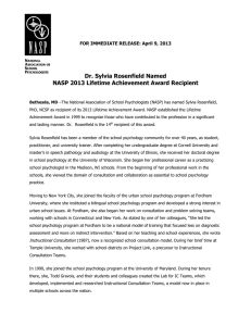 Dr. Sylvia Rosenfield Named NASP 2013 Lifetime Achievement Award Recipient
