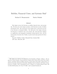 Bubbles, Financial Crises, and Systemic Risk ∗ Markus K. Brunnermeier Martin Oehmke