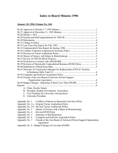 Index to Board Minutes 1996