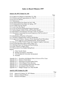 Index to Board Minutes 1997