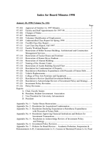 Index for Board Minutes 1998