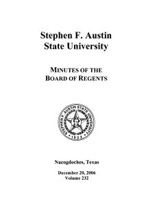 Stephen F. Austin State University Minutes of the Board of Regents