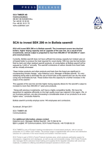 SCA to invest SEK 290 m in Bollsta sawmill