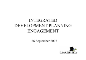 INTEGRATED DEVELOPMENT PLANNING ENGAGEMENT 26 September 2007