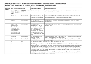 IDP 2014 / 2015 RECORD OF AMENDMENTS TO CAPE TOWN... (EXTRACT FROM ANNEXURE G OF THE CAPE TOWN SPATIAL DEVELOPMENT...