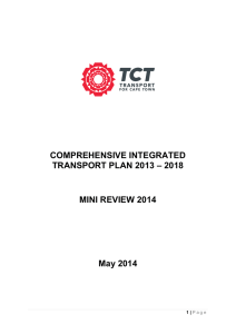 COMPREHENSIVE INTEGRATED – 2018 TRANSPORT PLAN 2013 MINI REVIEW 2014