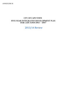 2013/14 Review CITY OF CAPE TOWN FIVE-YEAR INTEGRATED DEVELOPMENT PLAN