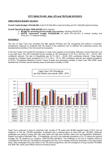 CITY HEALTH HIV, Aids, STI and TB PLAN 2012/2013