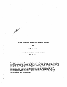 URANIUM DEPENDENCE AND THE PROLIFERATION PROBLEM by Henry D. Jacoby