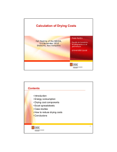 Calculation of Drying Costs Contents