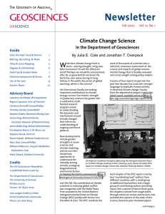 Newsletter GEOSCIENCES W Climate Change Science