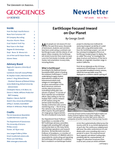 Newsletter EarthScope Focused Inward on Our Planet Inside
