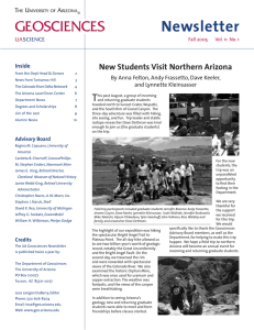 Newsletter GEOSCIENCES New Students Visit Northern Arizona