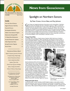 News from Geosciences G Spotlight on Northern Sonora