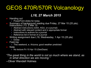 GEOS 470R/570R Volcanology L18, 27 March 2015 Handing out