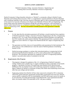 ARTICULATION AGREEMENT RECITALS  Harford Community College, Associate of Sciences– Engineering and