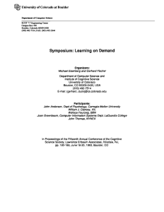 ~ Symposium: Learning on  Demand University Colorado at Boulder