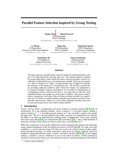 Parallel Feature Selection inspired by Group Testing