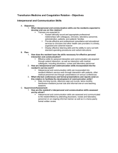 Transfusion Medicine and Coagulation Rotation - Objectives Interpersonal and Communication Skills