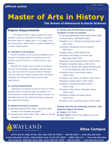 Master of Arts in History Dream Offered online!