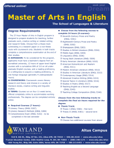 Master of Arts in English Dream The School of Languages &amp; Literature