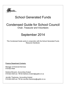 School Generated Funds Condensed Guide for School Council September 2014