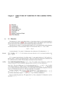 Chapter 5 STRUCTURE OF VARIETIES IN THE ZARISKI TOPOL- OGY 5.1