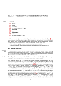 Chapter 8 THE RIEMANN-ROCH THEOREM FOR CURVES