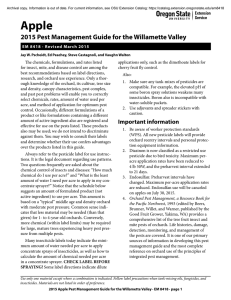 Apple 2015 Pest Management Guide for the Willamette Valley