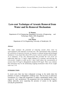 Low-cost Technique of Arsenic Removal from Water and Its Removal Mechanism