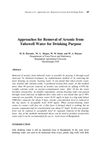 Approaches for Removal of Arsenic from Tubewell Water for Drinking Purpose Abstract