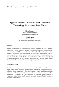 Apyron Arsenic Treatment Unit – Reliable Technology for Arsenic Safe Water