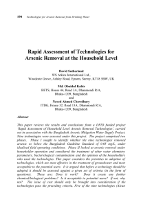 Rapid Assessment of Technologies for Arsenic Removal at the Household Level