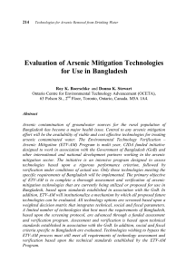 Evaluation of Arsenic Mitigation Technologies for Use in Bangladesh