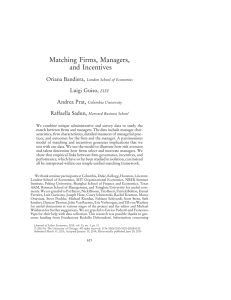 Matching Firms, Managers, and Incentives Oriana Bandiera, Luigi Guiso,