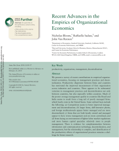 Recent Advances in the Empirics of Organizational Economics Further