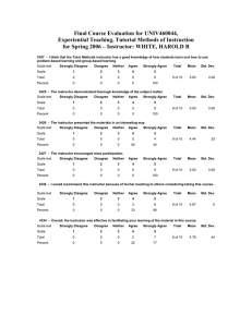 Final Course Evaluation for UNIV460044, Experiential Teaching, Tutorial Methods of Instruction