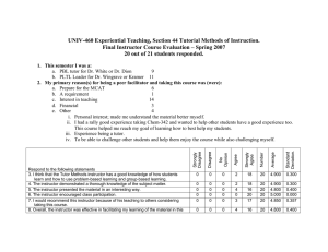 UNIV-460 Experiential Teaching, Section 44 Tutorial Methods of Instruction.