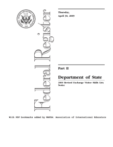 Department of State Part II Thursday, April 30, 2009