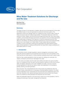 Mine Water Treatment Solutions for Discharge and Re-Use Summary Bernhard Doll