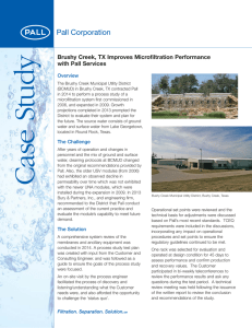 Brushy Creek, TX Improves Microfiltration Performance with Pall Services Overview