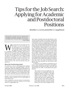 Tips for the Job Search: Applying for Academic and Postdoctoral Positions
