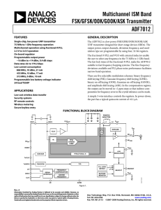 Multichannel ISM Band FSK/GFSK/OOK/GOOK/ASK Transmitter ADF7012