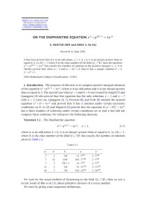 ON THE DIOPHANTINE EQUATION +p = S. AKHTAR ARIF and AMAL S. AL-ALI