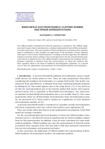 BORN-INFELD ELECTRODYNAMICS: CLIFFORD NUMBER AND SPINOR REPRESENTATIONS ALEXANDER A. CHERNITSKII