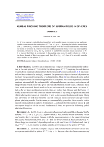 GLOBAL PINCHING THEOREMS OF SUBMANIFOLDS IN SPHERES KAIREN CAI