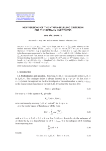 NEW VERSIONS OF THE NYMAN-BEURLING CRITERION FOR THE RIEMANN HYPOTHESIS LUIS BÁEZ-DUARTE