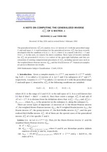 A NOTE ON COMPUTING THE GENERALIZED INVERSE OF A MATRIX A