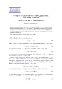 NOTES ON STABILITY OF THE GENERALIZED GAMMA FUNCTIONAL EQUATION