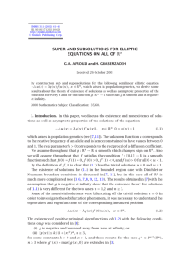 SUPER AND SUBSOLUTIONS FOR ELLIPTIC EQUATIONS ON ALL OF